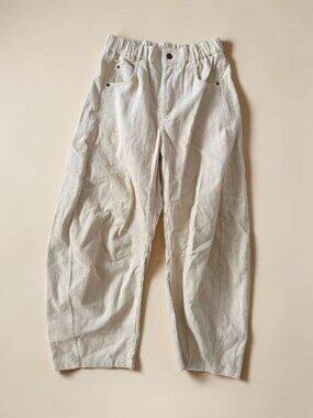 CREAM Corduroy Pull On Wide Leg Crop Pants Size L NEW NWT